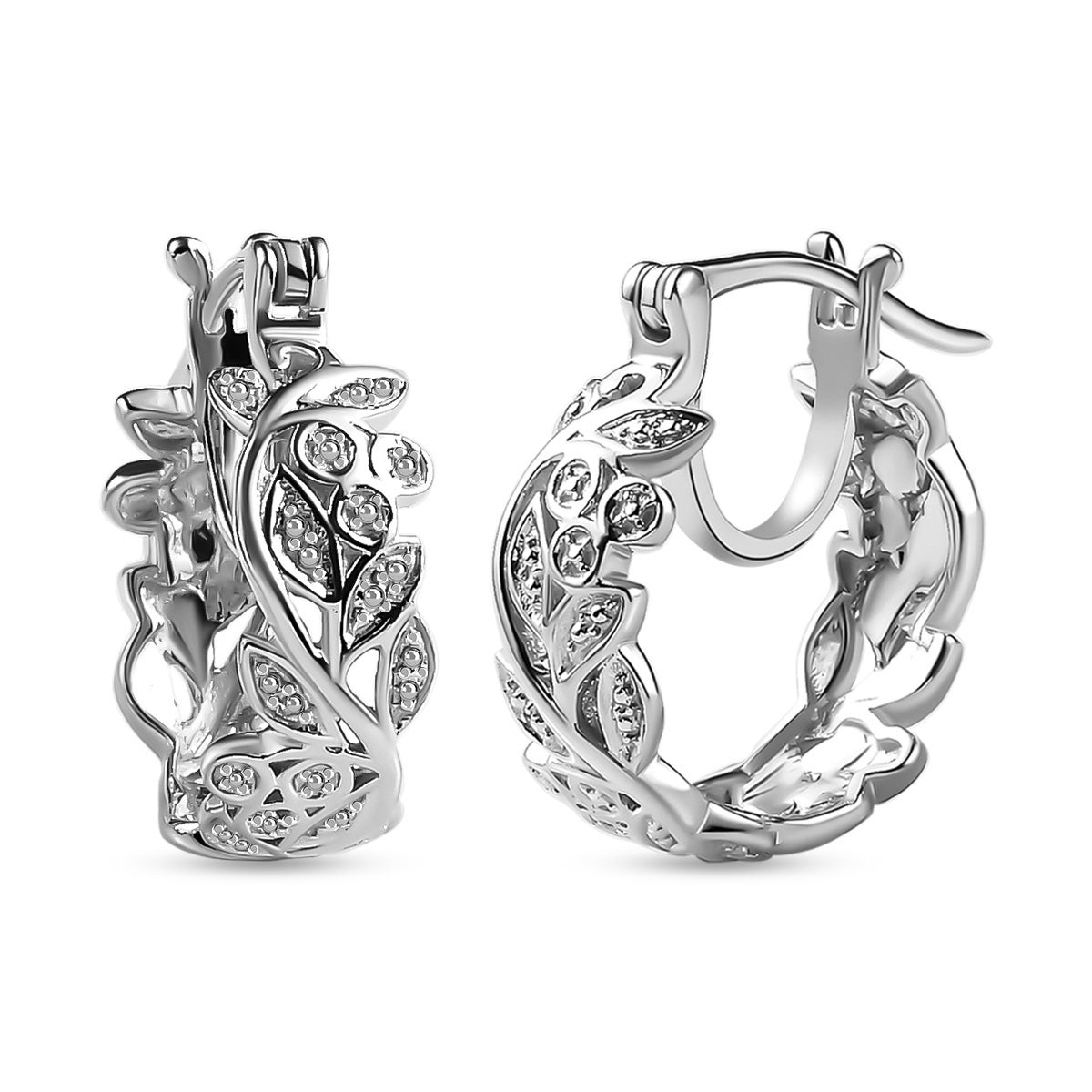 ALLORO Ring, Creolen und Anhänger mit Diamantakzenten, Silber platiniert