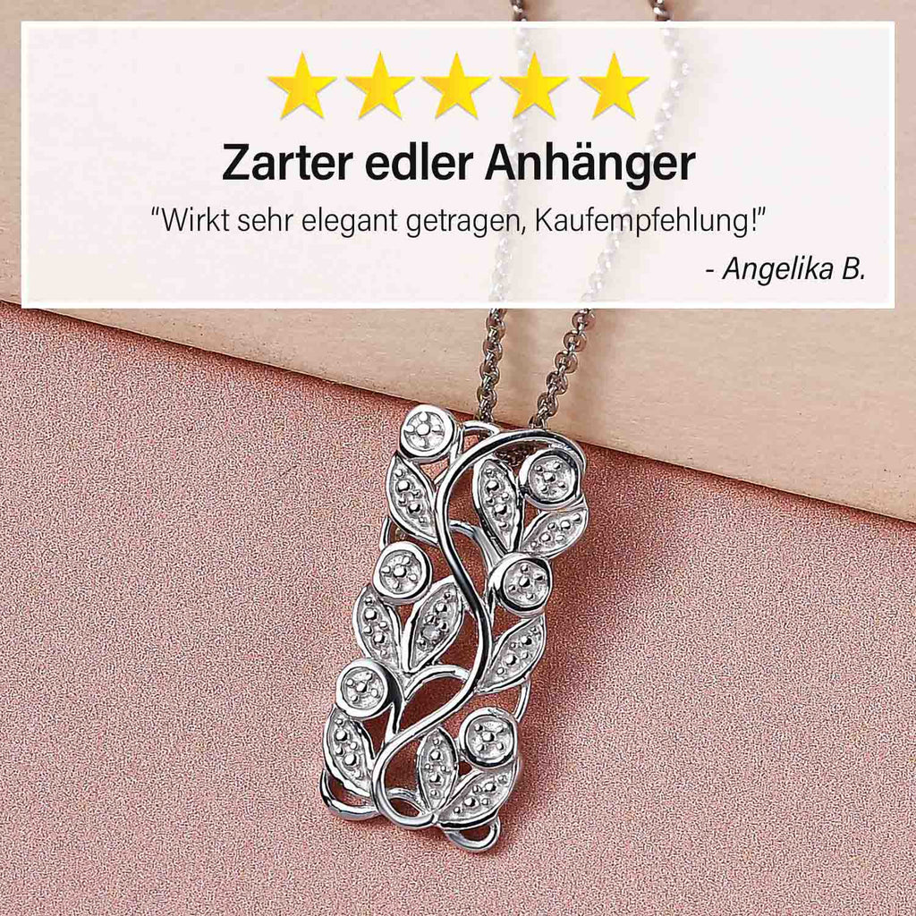 ALLORO Ring, Creolen und Anhänger mit Diamantakzenten, Silber platiniert