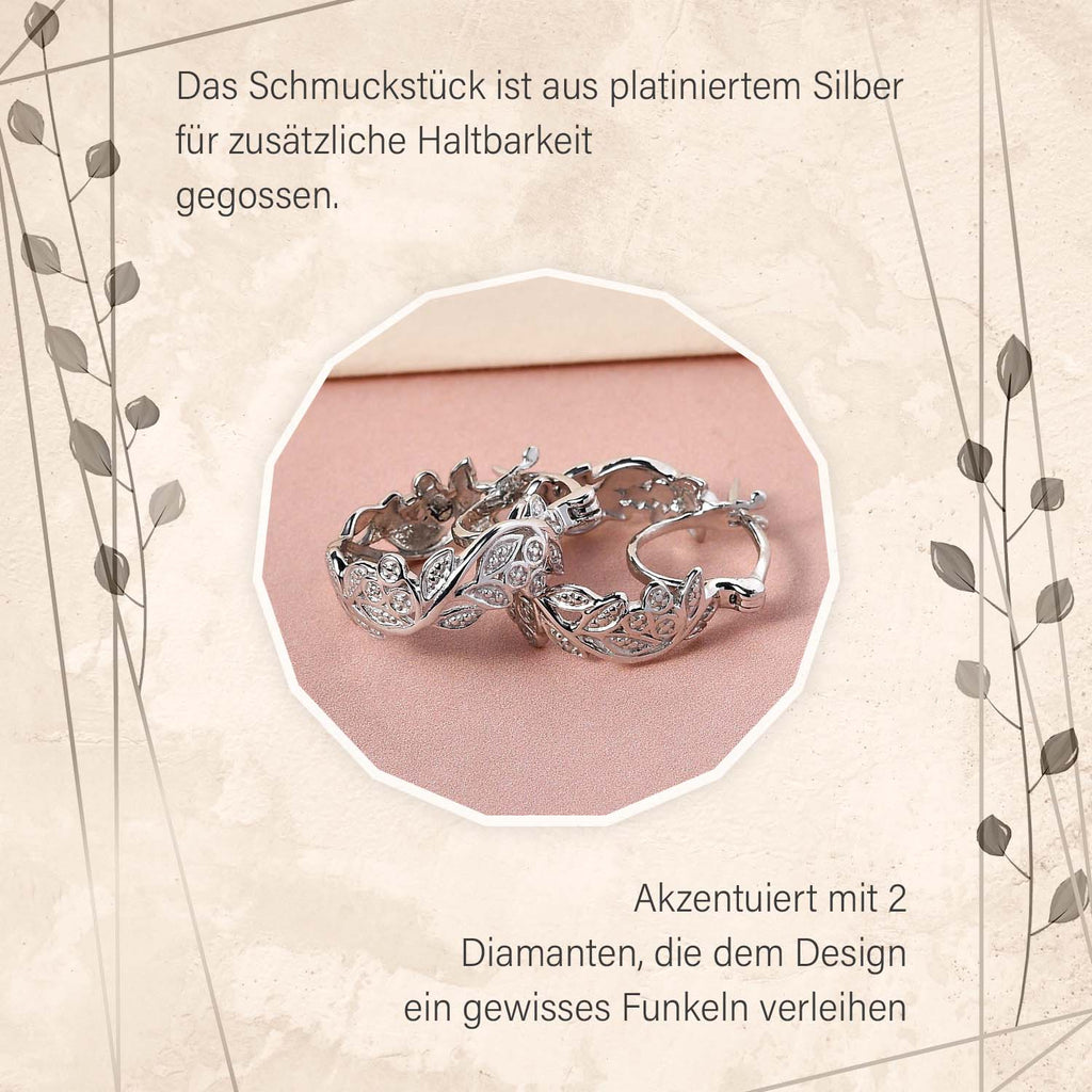 ALLORO Ring, Creolen und Anhänger mit Diamantakzenten, Silber platiniert