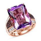 D'Joy Rose De France Amethyst, Moissanit und Mosambik Granat Ring und Anhänger mit 50cm Kette