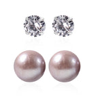 Weißer Zirkonia, Süßwasser Perle Schmuckset   ca. 1,50 ct.