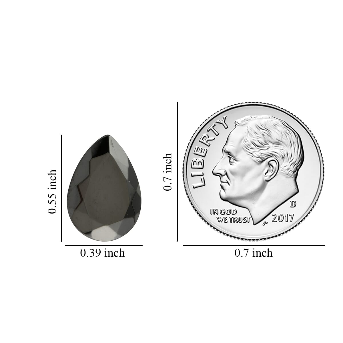 AAAA Shungit, facettiert, Tropfen 14x10 mm, 6,75 ct