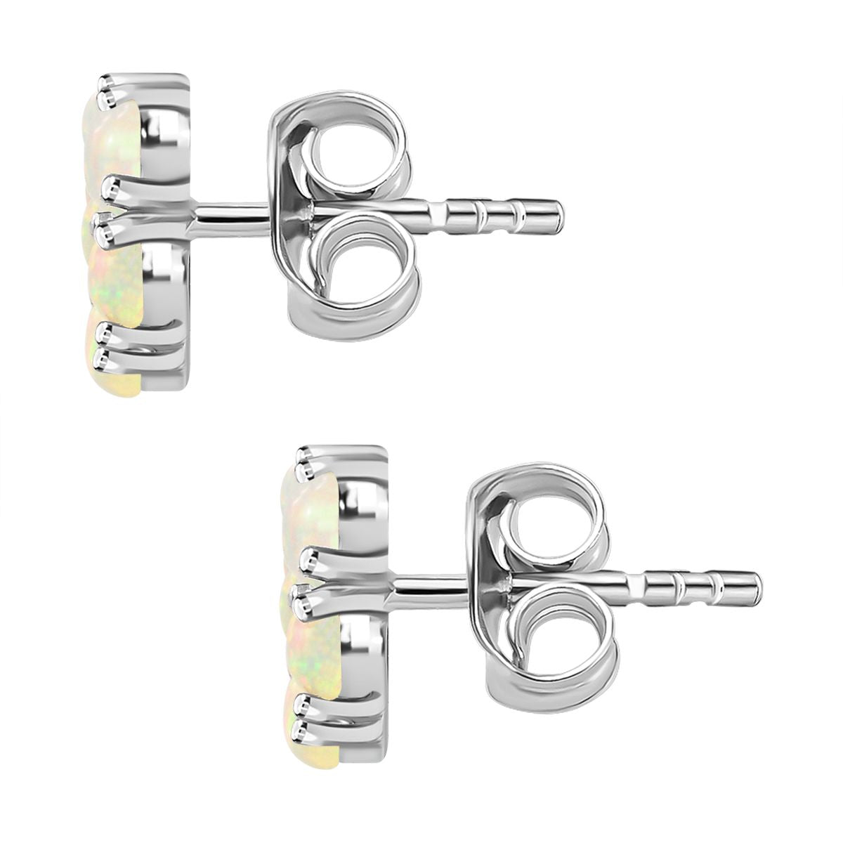 Natürlicher Äthiopischer Opal Cluster Ohrstecker 925 Silber platiniert ca. 0,88 ct