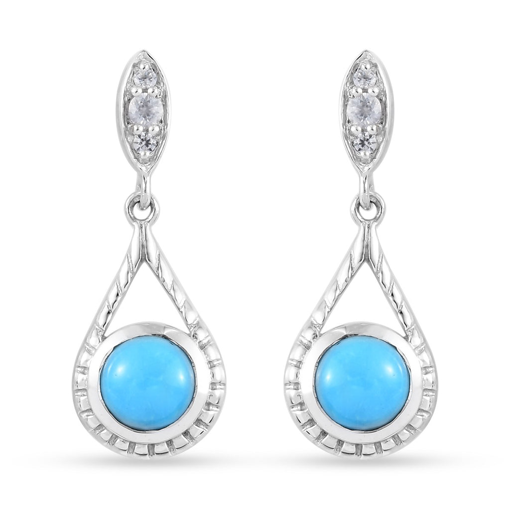 Natürlicher Sleeping Beauty Türkis Ohrringe 925 Silber platiniert 2.11 ct