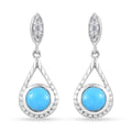Natürlicher Sleeping Beauty Türkis Ohrhänger 925 Silber platiniert 2.11 ct 