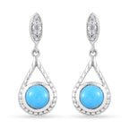 Natürlicher Sleeping Beauty Türkis Ohrringe 925 Silber platiniert 2.11 ct
