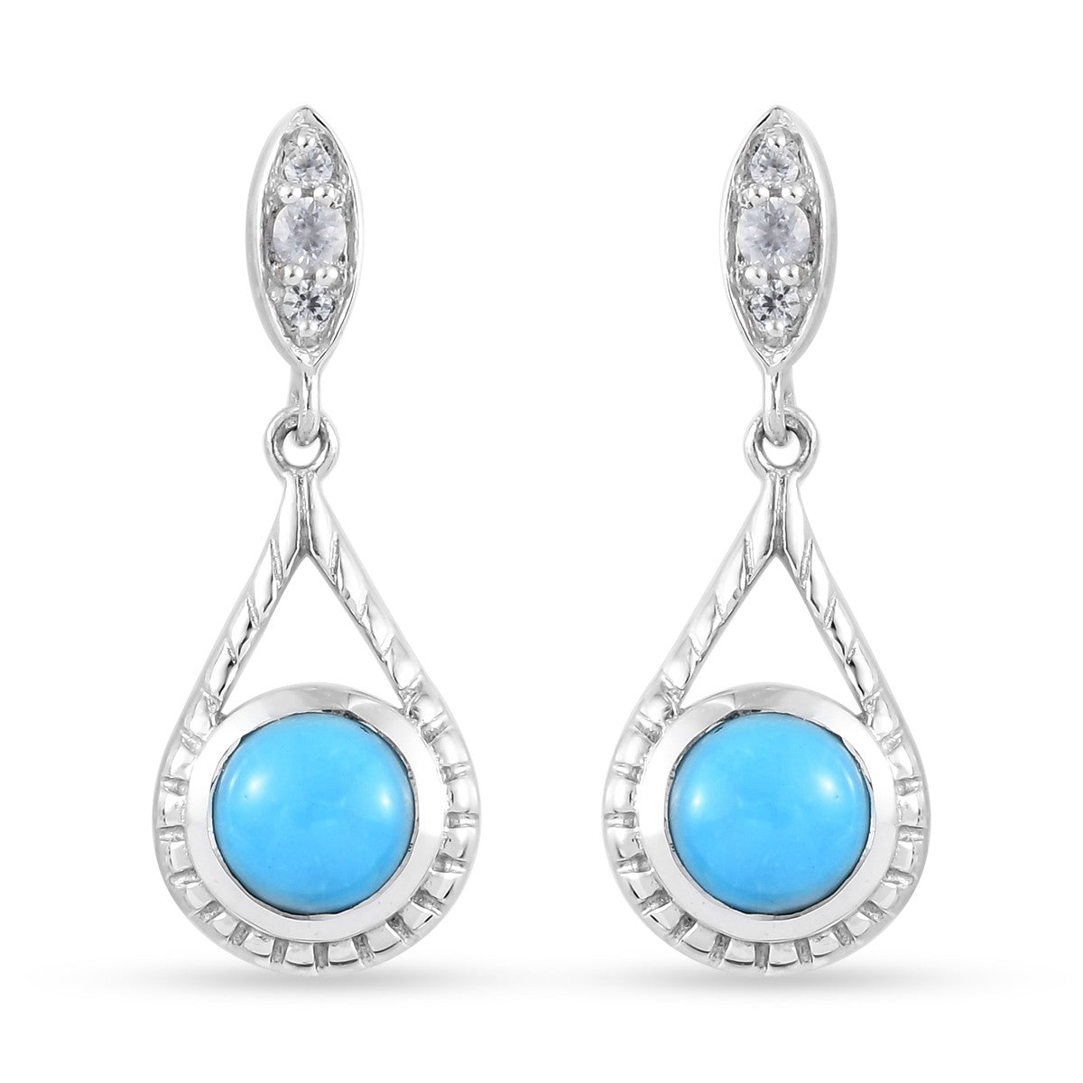 Natürlicher Sleeping Beauty Türkis Ohrringe 925 Silber platiniert 2.11 ct