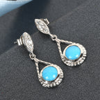 Natürlicher Sleeping Beauty Türkis Ohrringe 925 Silber platiniert 2.11 ct