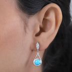 Natürlicher Sleeping Beauty Türkis Ohrringe 925 Silber platiniert 2.11 ct