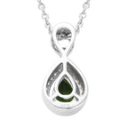 Natürlicher Chromdiopsid und Zirkon Anhänger mit Kette ca. 45 cm 925 Silber platiniert 0.81 ct