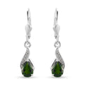 natürlicher Chromdiopside und Zirkon Ohrringe 925 Silber platiniert ca. 1,31 ct