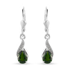 natürlicher Chromdiopside und Zirkon Ohrringe 925 Silber platiniert ca. 1,31 ct