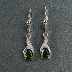 natürlicher Chromdiopside und Zirkon Ohrringe 925 Silber platiniert ca. 1,31 ct