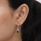 natürlicher Chromdiopside und Zirkon Ohrringe 925 Silber platiniert ca. 1,31 ct