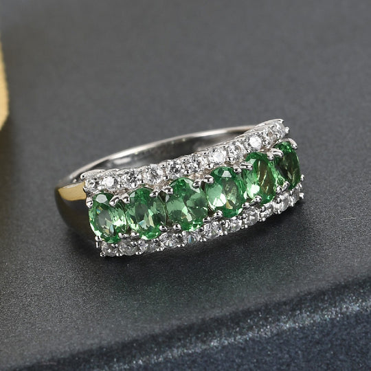 Tsavorite Granat Ring 925 Silber platiniert ca. 1,40 ct