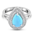 Natürlicher Sleeping Beauty Türkis und Zirkon Halo Ring 925 Silber Platin-Überzug