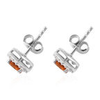 Madira Citrin und Zirkon Ohrstecker 925 Silber platiniert 0,85 Ct