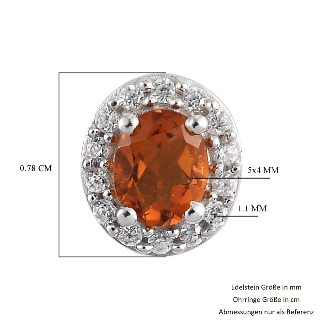 Madira Citrin und Zirkon Ohrstecker 925 Silber platiniert 0,85 Ct