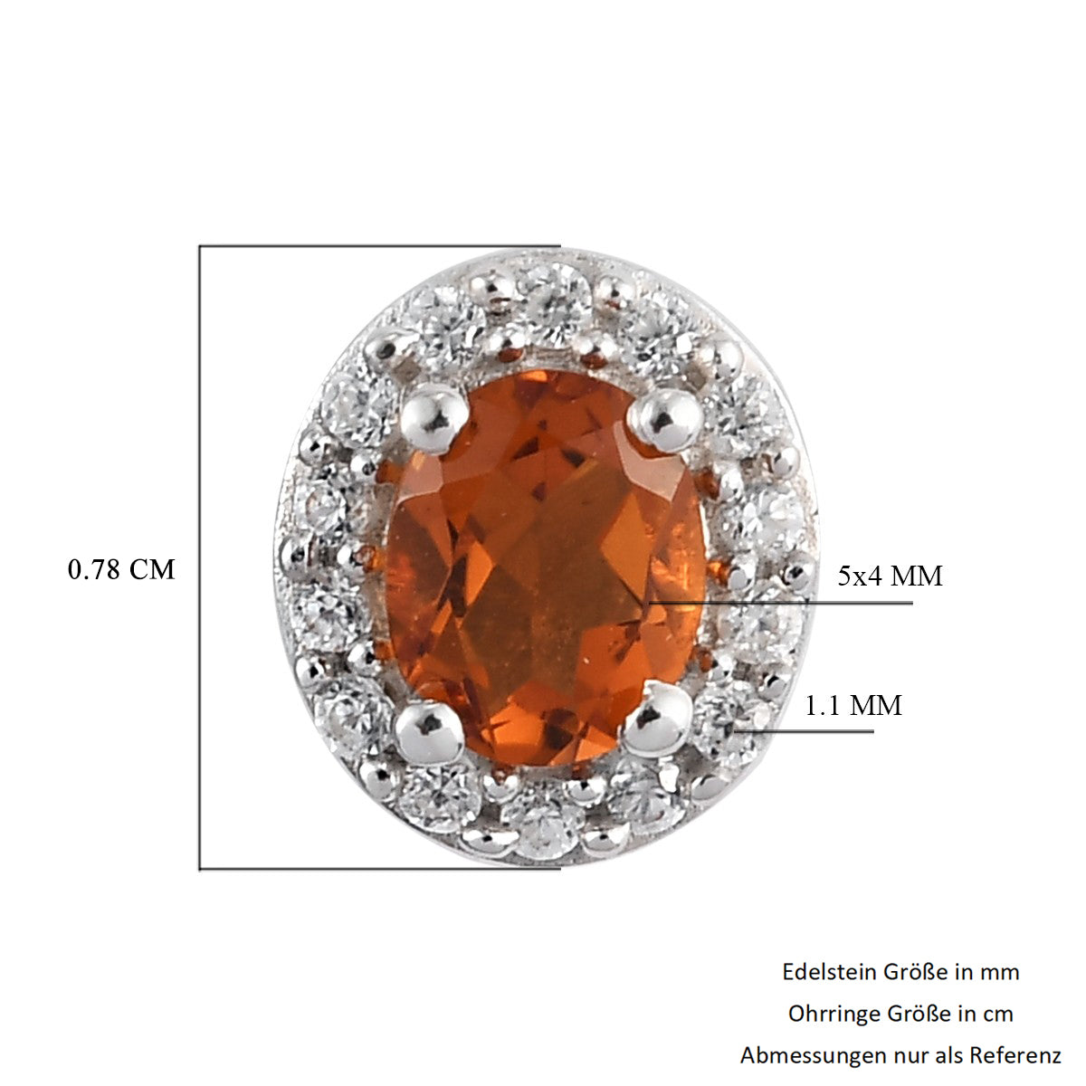 Madira Citrin und Zirkon Ohrstecker 925 Silber platiniert 0,85 Ct