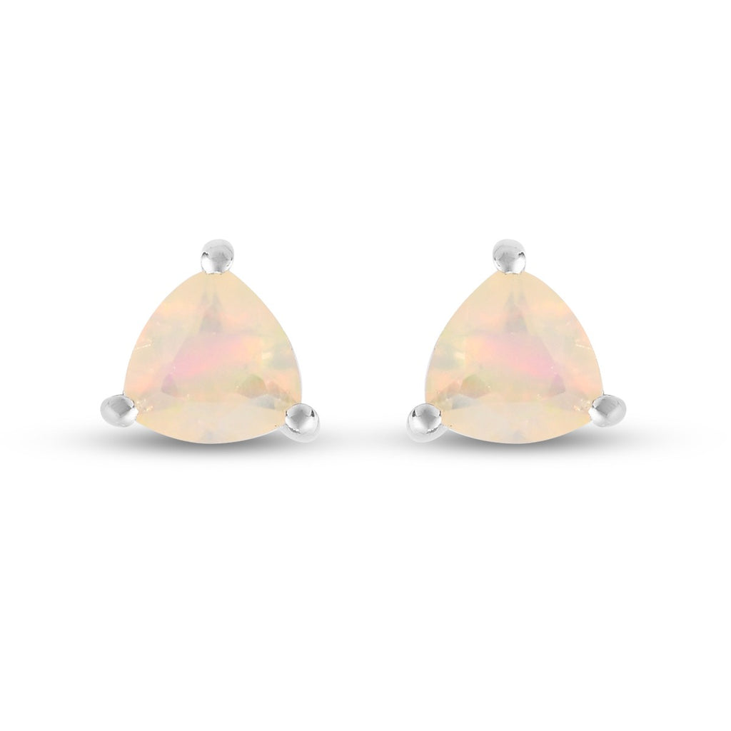 Natürlicher Äthiopischer Opal Ohrstecker 925 Silber platiniert ca. 0,74 ct