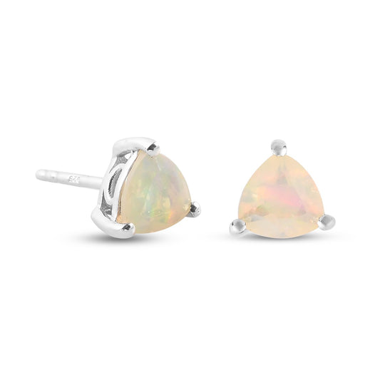 Natürlicher Äthiopischer Opal Ohrstecker 925 Silber platiniert ca. 0,74 ct