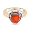 Purpurroter Feuer Opal und Zirkon Solitär Ring 925 Silber Vermeil