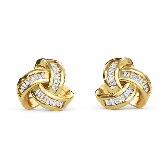 D'Joy blaue Diamant Liebesknoten Ohrstecker, 925 Silber platiniert - 0,25 ct.