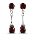 Roter Granat Tropfen Ohrhänger 925 Silber platiniert ca. 2,99 ct 