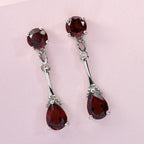 Roter Granat Tropfen Ohrringe 925 Silber platiniert ca. 2,99 ct