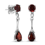 Roter Granat Tropfen Ohrringe 925 Silber platiniert ca. 2,99 ct