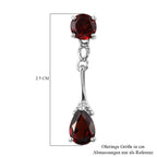 Roter Granat Tropfen Ohrringe 925 Silber platiniert ca. 2,99 ct