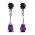 Afrikanisch Amethyst Ohrhänger 925 Silber platiniert ca. 2,11 ct 