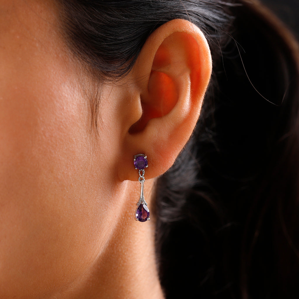 Afrikanisch Amethyst Ohrringe 925 Silber platiniert ca. 2,11 ct