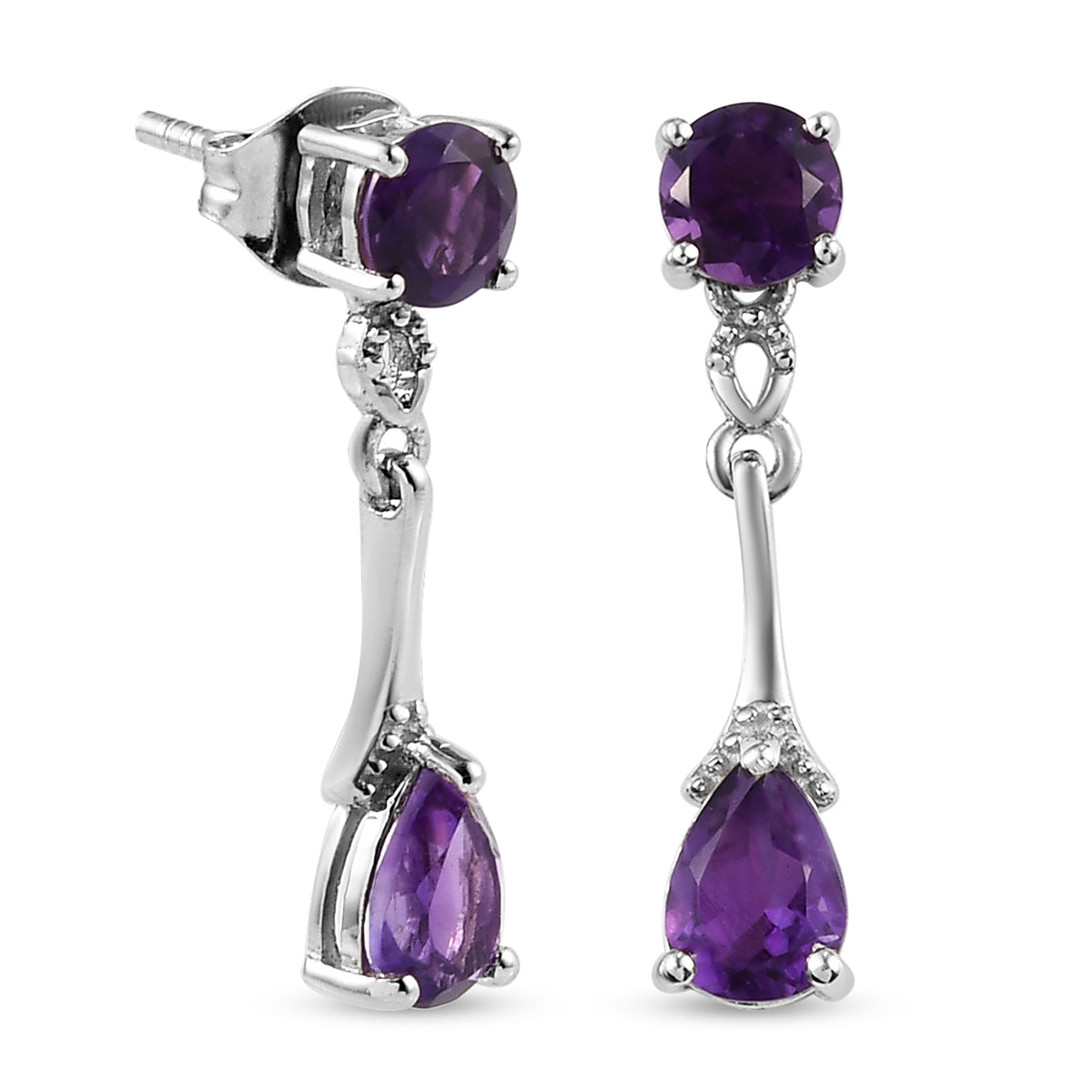 Afrikanisch Amethyst Ohrringe 925 Silber platiniert ca. 2,11 ct