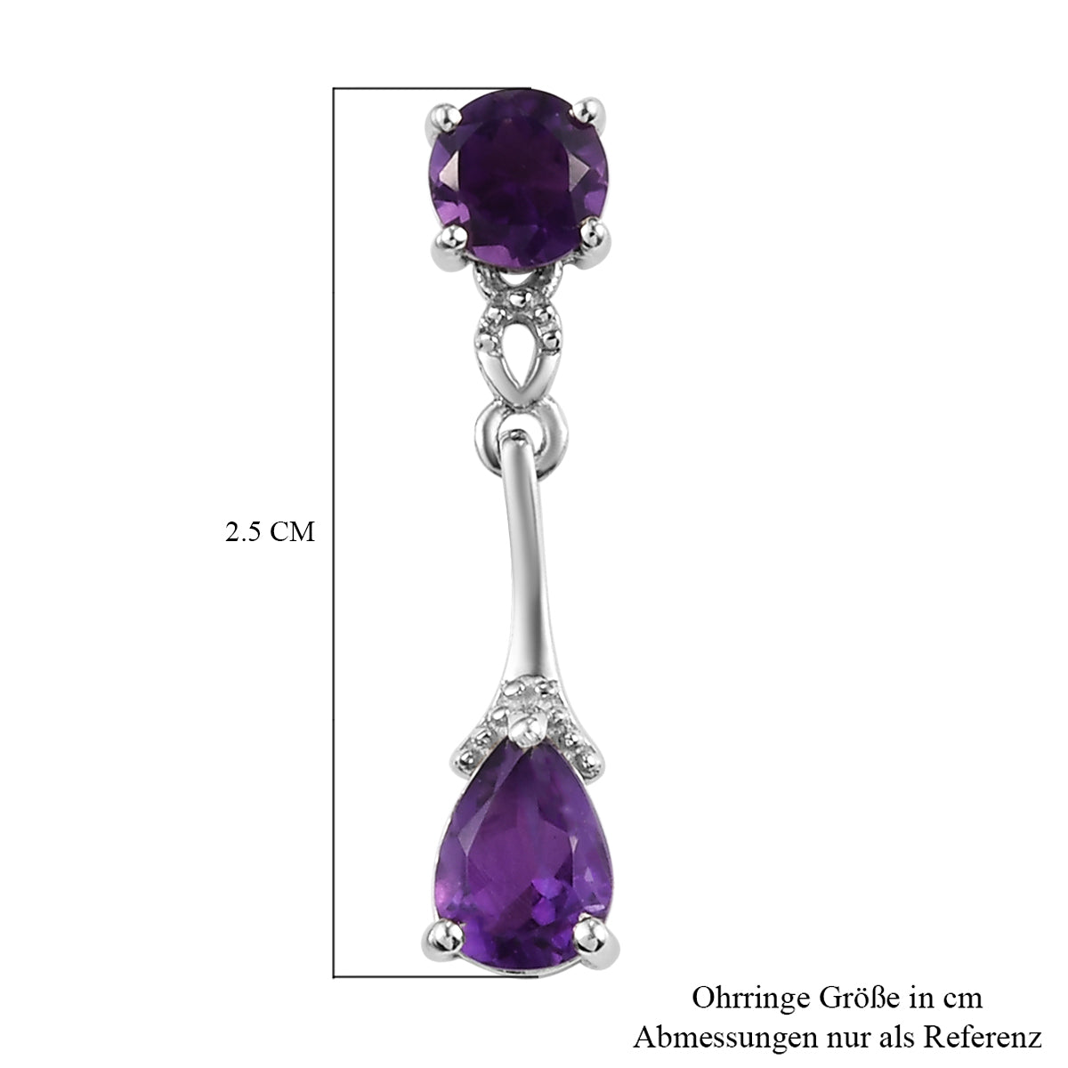 Afrikanisch Amethyst Ohrringe 925 Silber platiniert ca. 2,11 ct