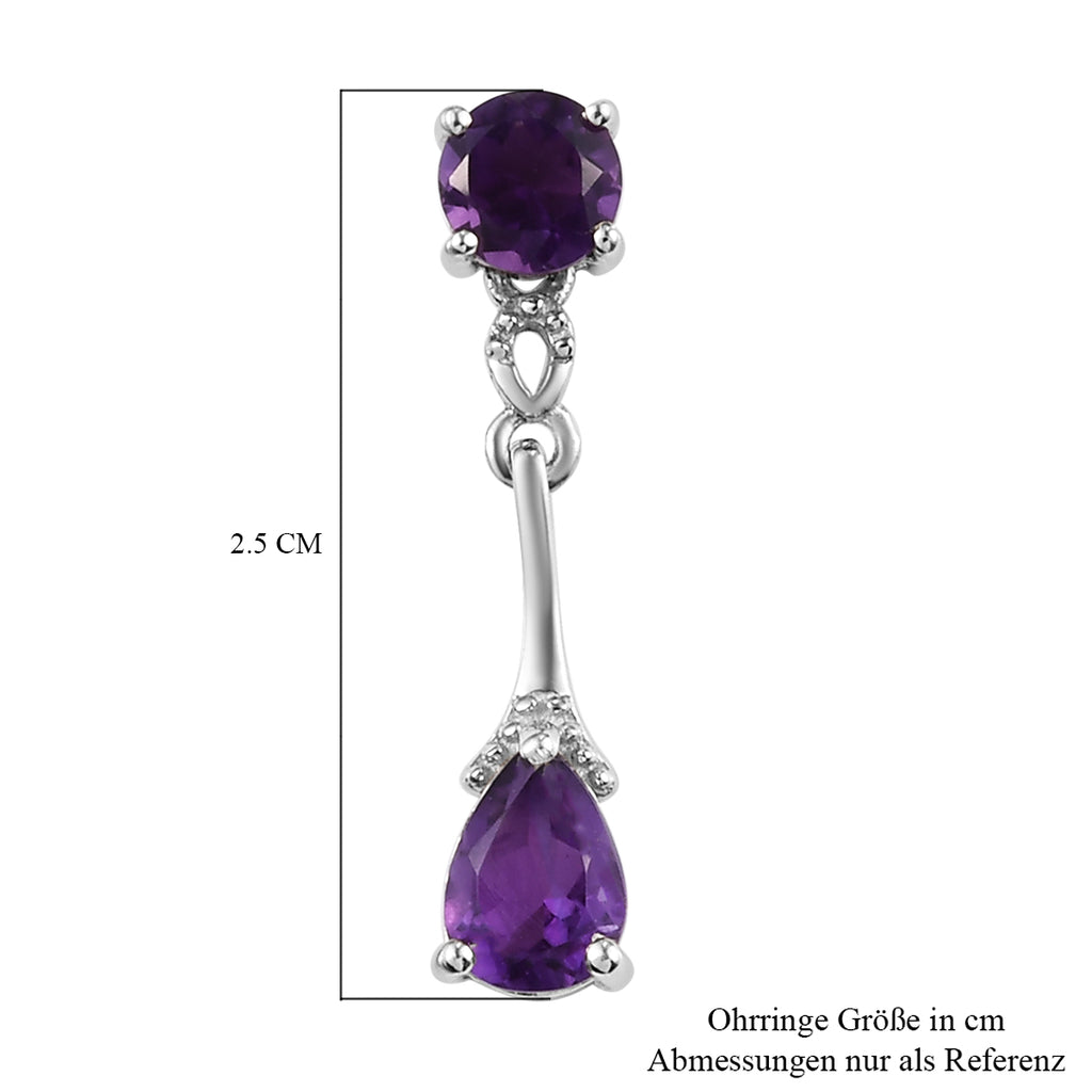 Afrikanisch Amethyst Ohrringe 925 Silber platiniert ca. 2,11 ct