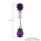 Afrikanisch Amethyst Ohrringe 925 Silber platiniert ca. 2,11 ct