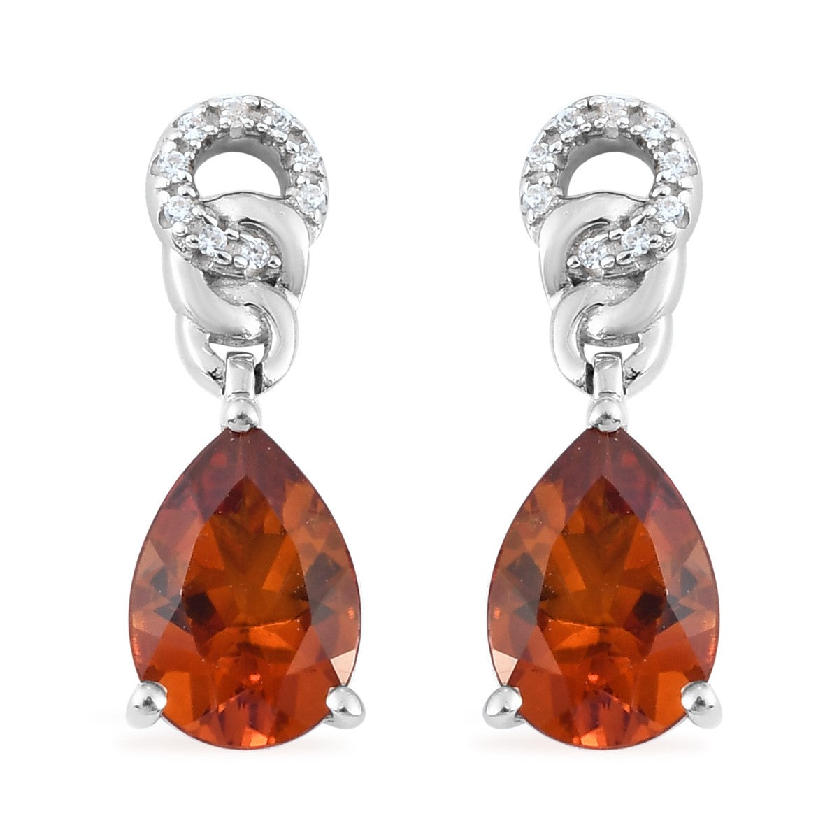 Madira Citrin und Zirkon Tropfen Ohrringe 925 Silber platiniert 2.76 Ct