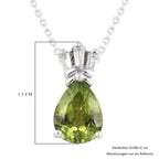 Peridot und Zirkon Anhänger mit Kette 50 cm 925 Silber platiniert ca. 1,57 ct