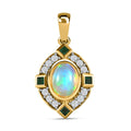 Natürlicher, äthiopischer Opal, Smaragd und Zirkon-Anhänger in Silber