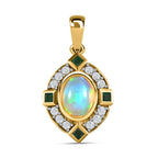 Natürlicher, äthiopischer Opal, Smaragd und Zirkon-Anhänger, 925 Silber Vermeil ca. 1.60 ct