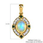 Natürlicher, äthiopischer Opal, Smaragd und Zirkon-Anhänger, 925 Silber Vermeil ca. 1.60 ct