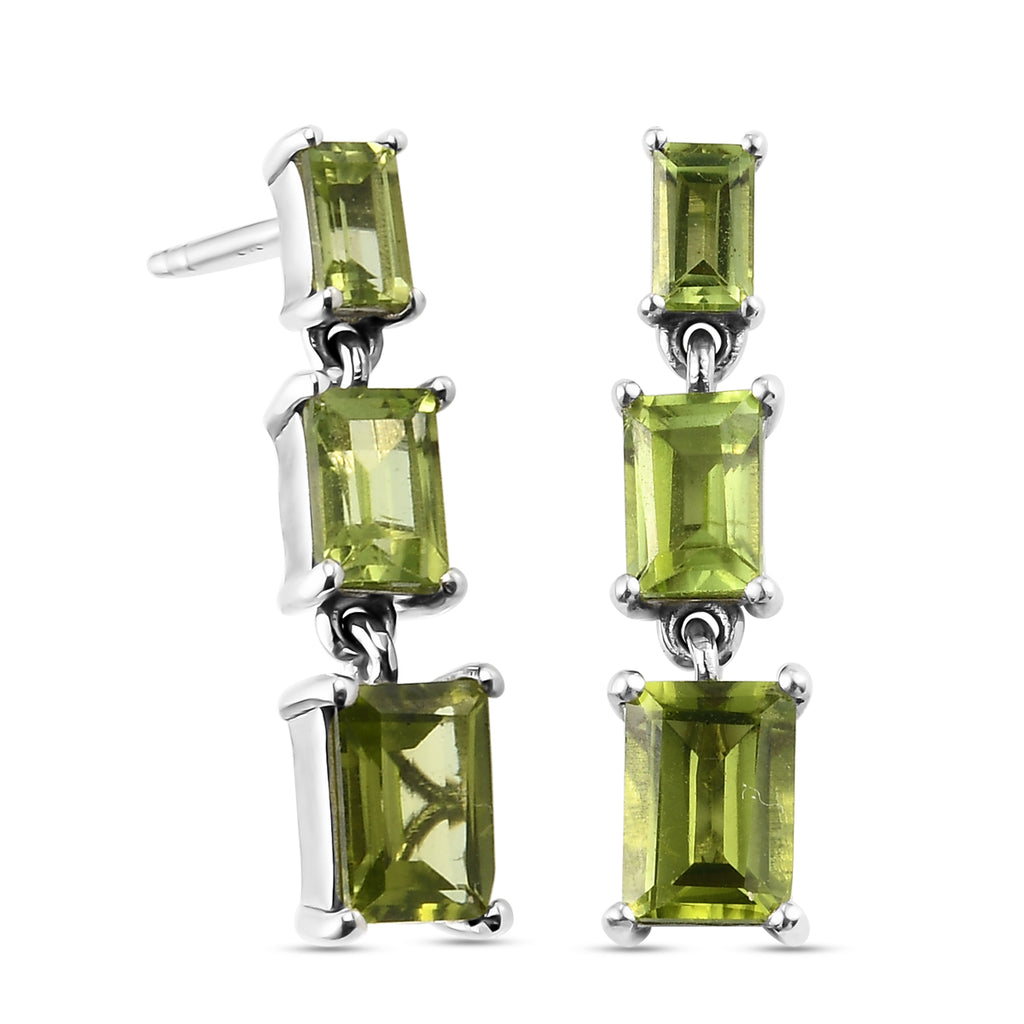 Natürlicher Peridot Tropfen-Ohrringe, 925 Silber platiniert ca. 4,02 ct