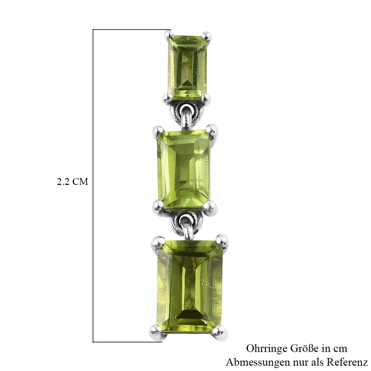 Natürlicher Peridot Tropfen-Ohrringe, 925 Silber platiniert ca. 4,02 ct