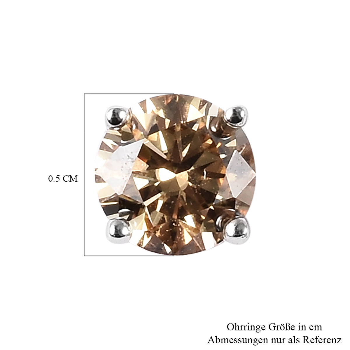 Champagner Moissanit Ohrstecker 925 Silber rhodiniert ca. 0,87 ct