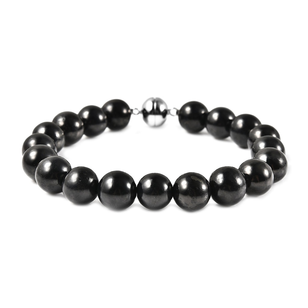 Shungit flexibel Armband ca. 20 cm lange mit Magnetschloss 925 Silber rhodiniert
