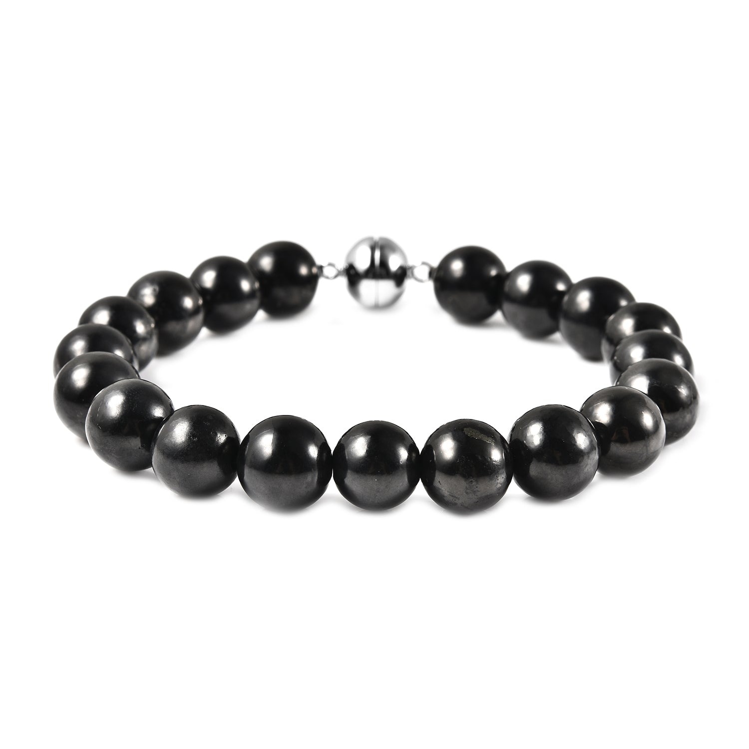 Shungit flexibel Armband ca. 20 cm lange mit Magnetschloss 925 Silber rhodiniert