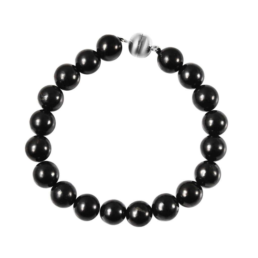 Shungit flexibel Armband ca. 20 cm lange mit Magnetschloss 925 Silber rhodiniert