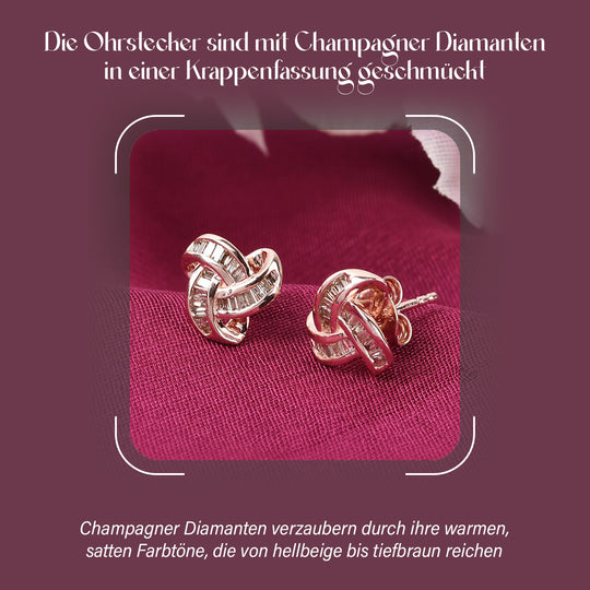 D'Joy blaue Diamant Liebesknoten Ohrstecker, 925 Silber platiniert - 0,25 ct.