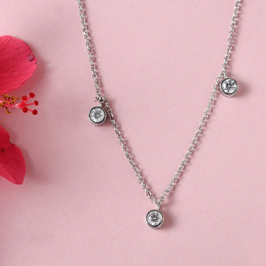 LUSTRO STELLA Hergestellt mit Feinster ZIRKONIA Halskette ca. 45 cm lange 925 Silber platiniert ca. 4,52 ct